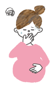 つわりに苦しむ妊婦さん